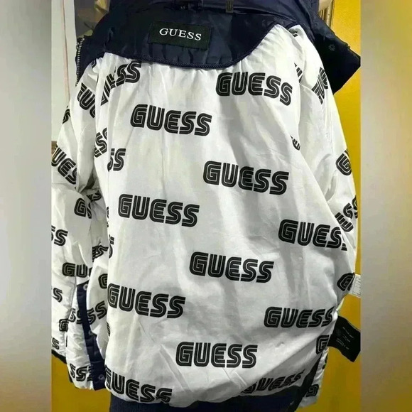 Guess Womens Navy Blue Puffer Hooded Jacket - Picture 13 of 16